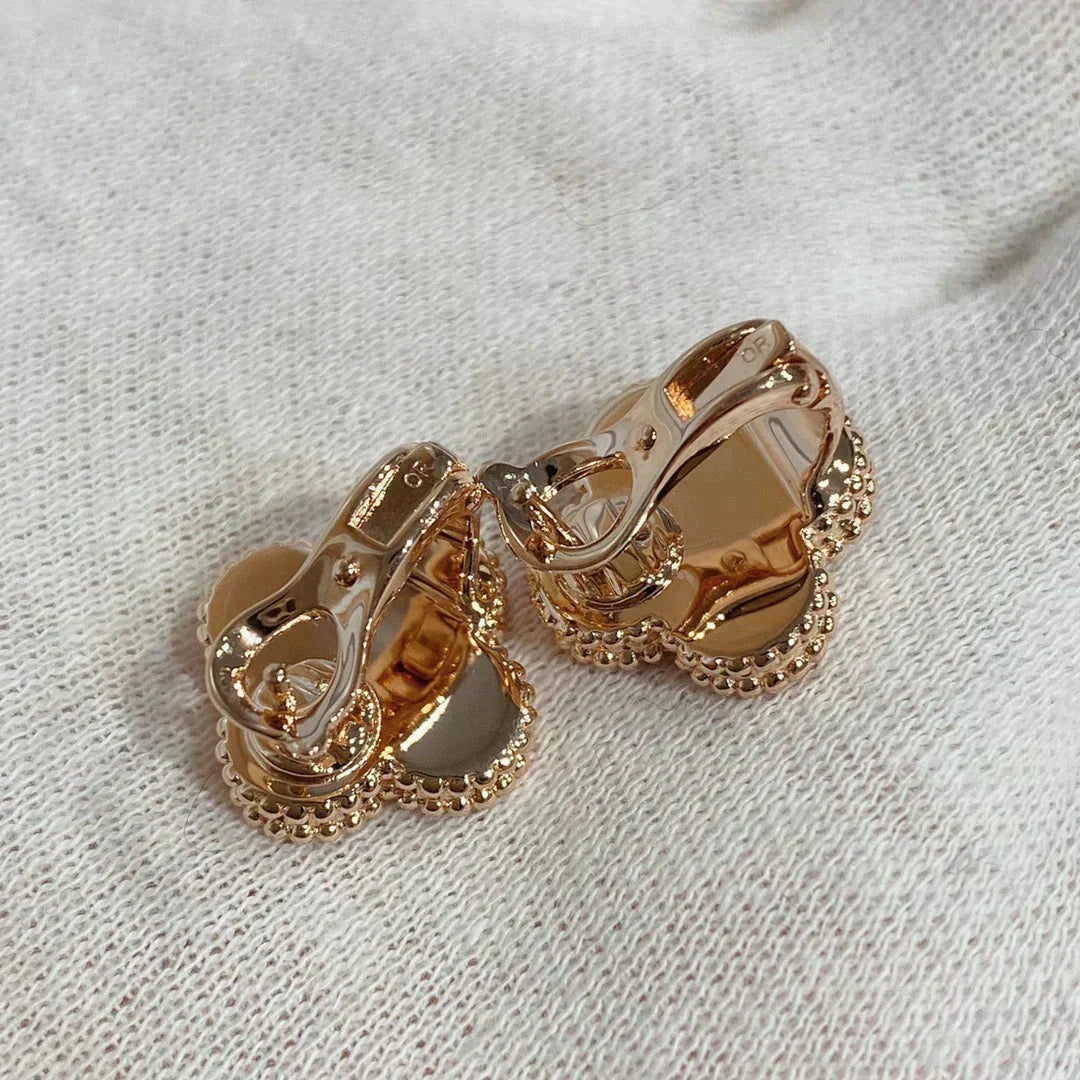 [Avelora Jewelry ]CLOVER MEDIUM 1 MOTIFS CARNELIAN  DIAMOND earrings
