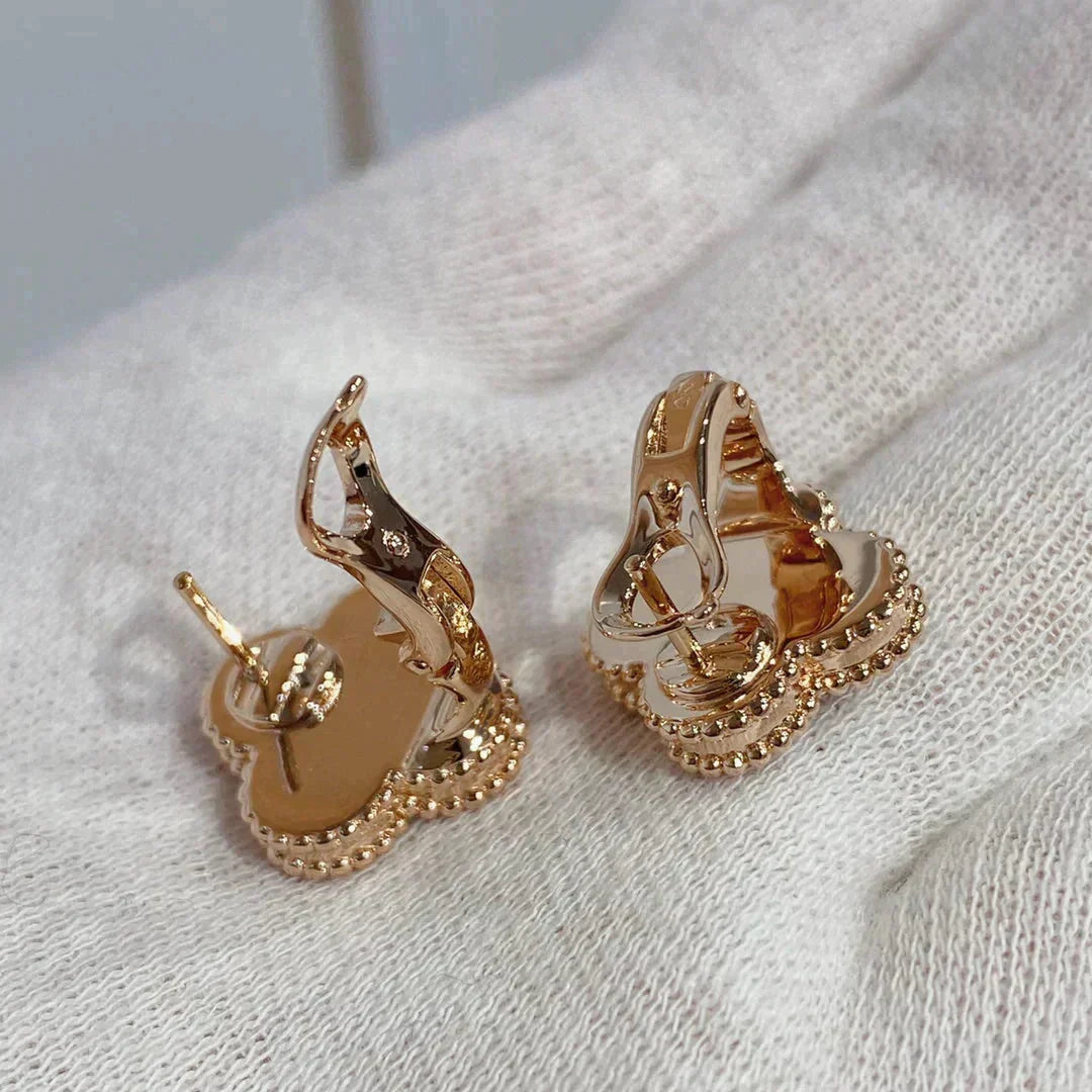 [Avelora Jewelry ]CLOVER MEDIUM 1 MOTIFS CARNELIAN  DIAMOND earrings
