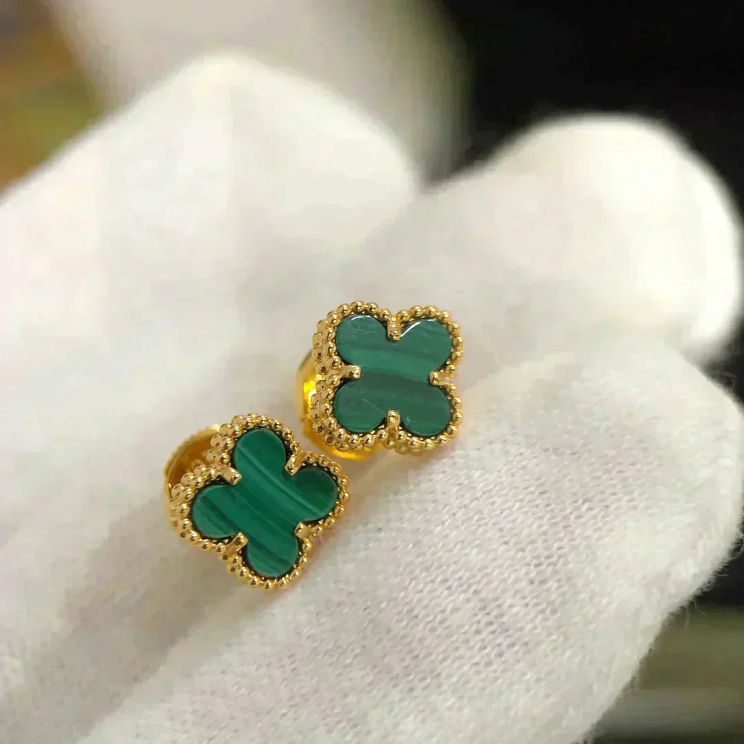 [Avelora Jewelry ]CLOVER MINI 9.5MM MALACHITE  EARRINGS