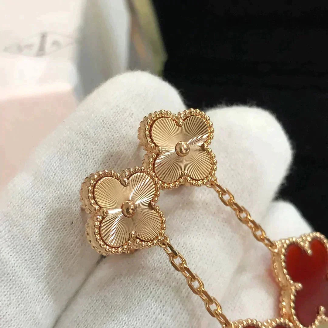 [Avelora Jewelry ]CLOVER 2 MOTIF  LASER CARNELIAN EARRINGS