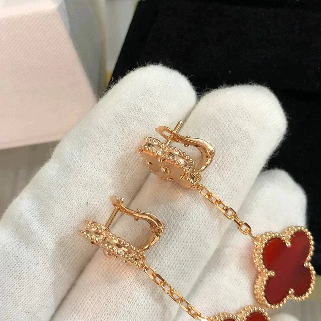 [Avelora Jewelry ]CLOVER 2 MOTIF  LASER CARNELIAN EARRINGS