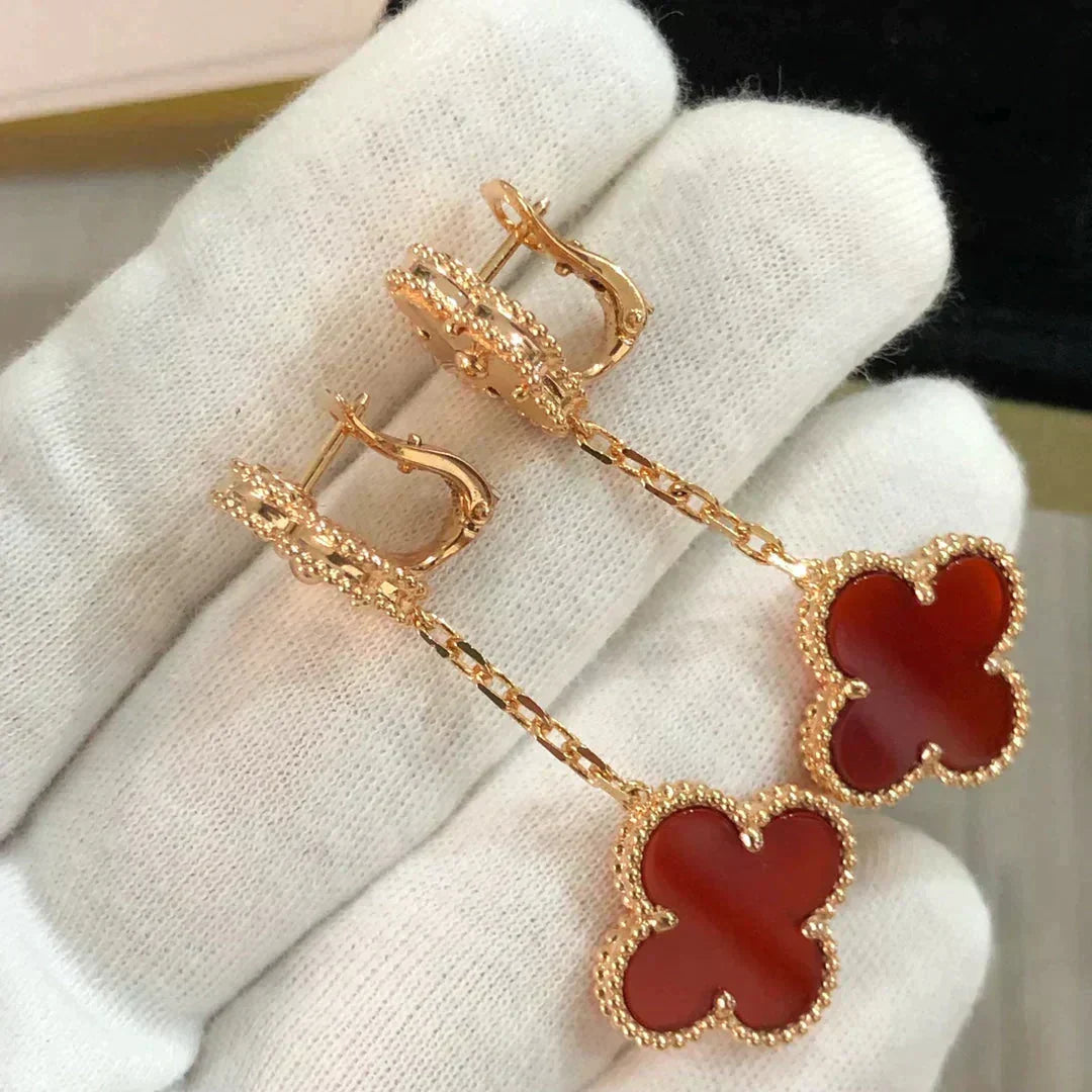 [Avelora Jewelry ]CLOVER 2 MOTIF  LASER CARNELIAN EARRINGS