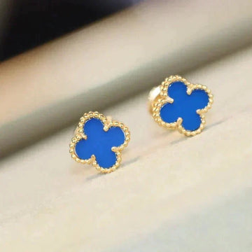 [Avelora Jewelry ]CLOVER MINI 9.5MM BLUE AGATE EARRINGS