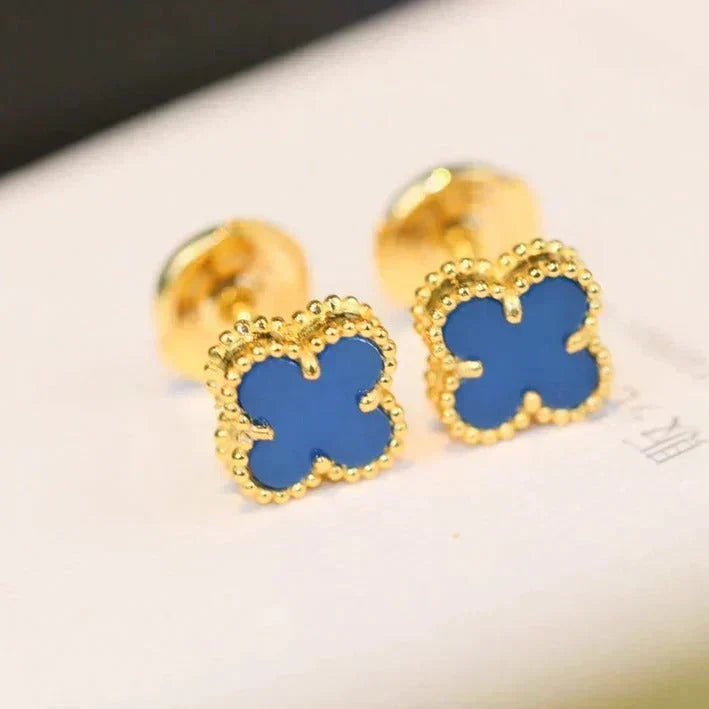 [Avelora Jewelry ]CLOVER MINI 9.5MM BLUE AGATE EARRINGS