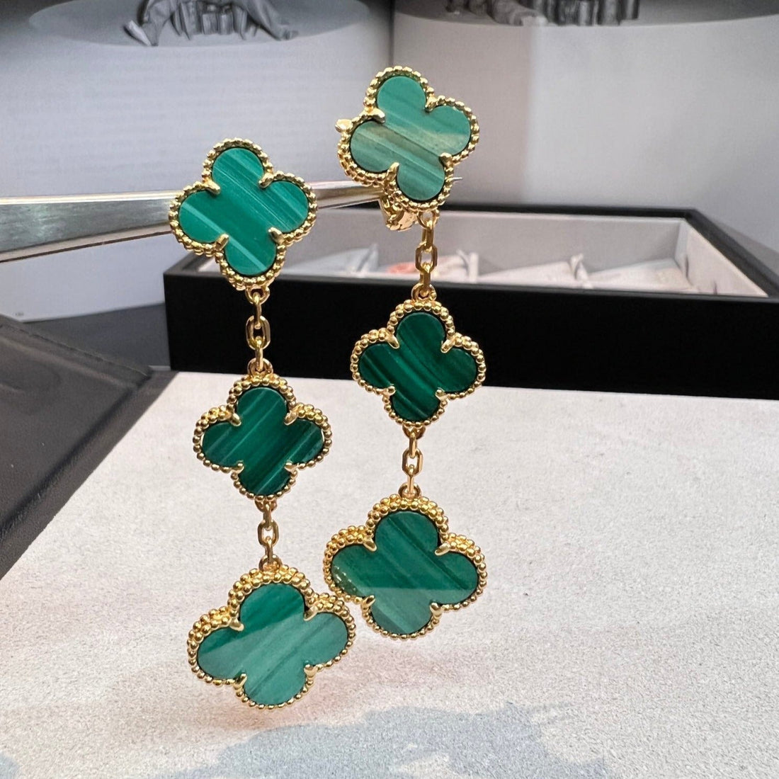 [Avelora Jewelry ]CLOVER MALACHITE 3 MOTIFS GOLD
