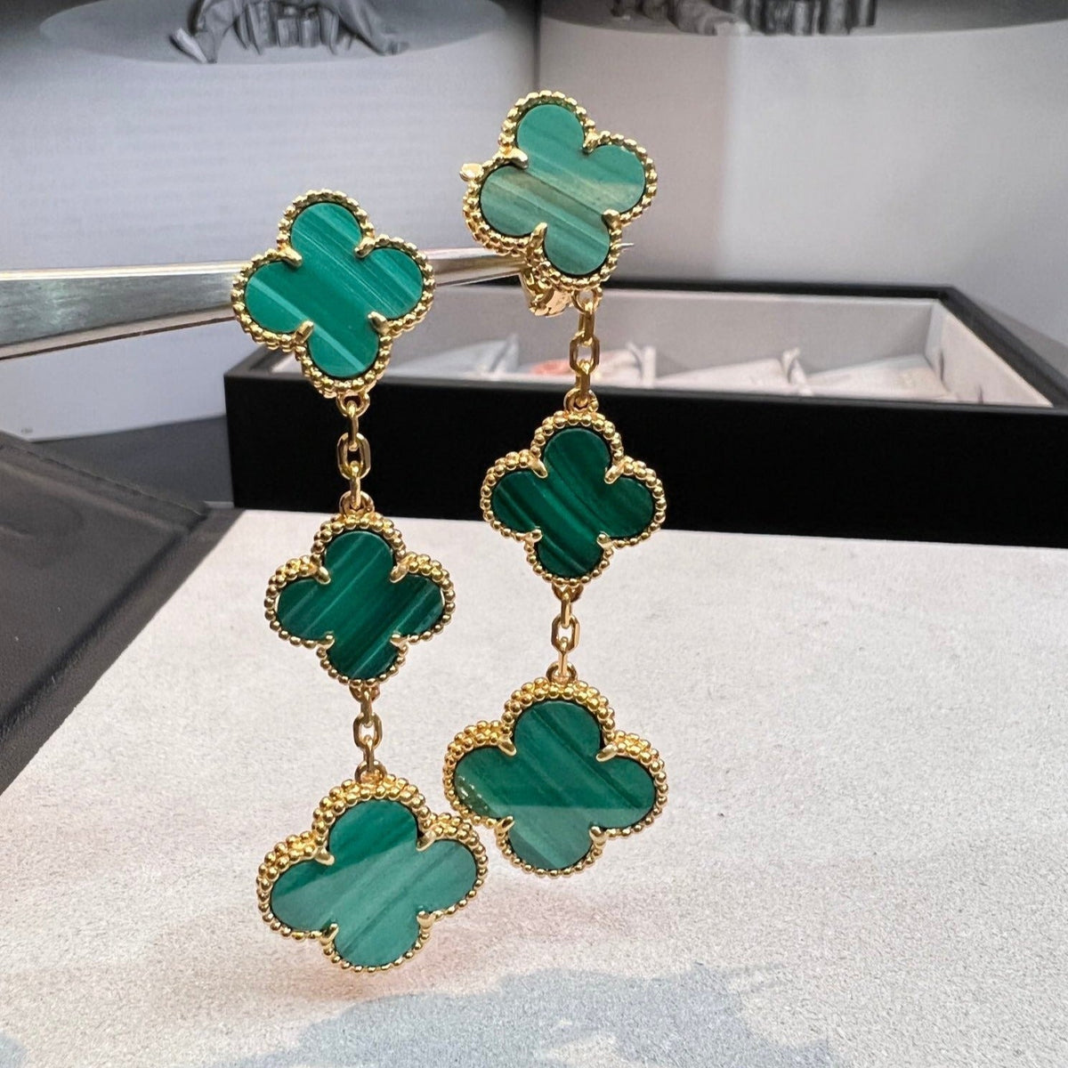 [Avelora Jewelry ]CLOVER MALACHITE 3 MOTIFS GOLD