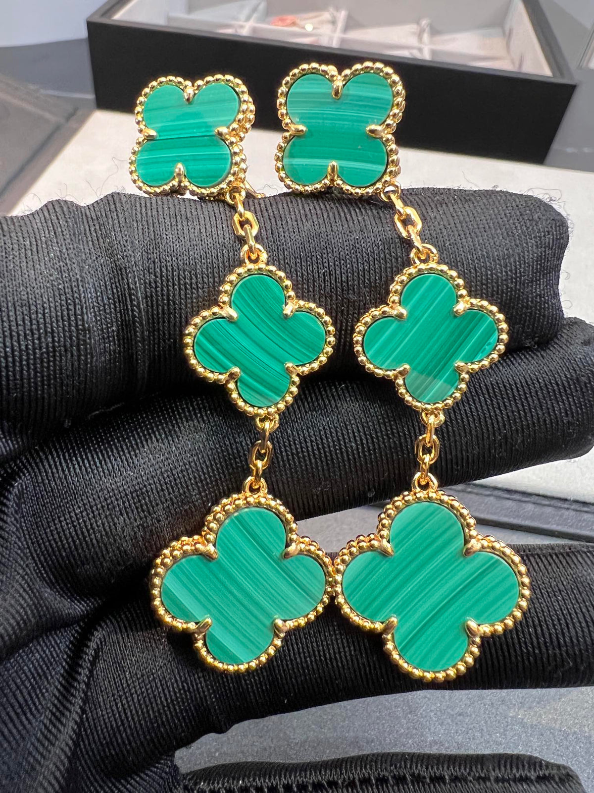 [Avelora Jewelry ]CLOVER MALACHITE 3 MOTIFS GOLD