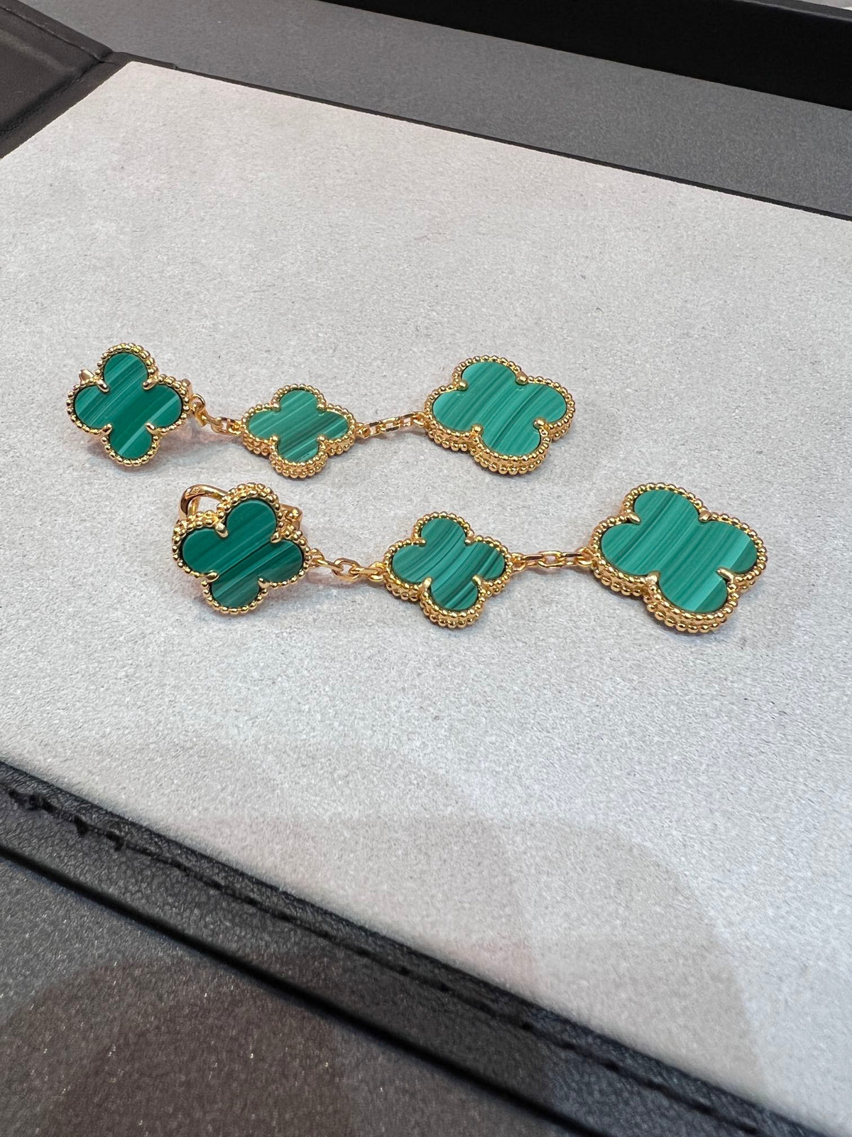 [Avelora Jewelry ]CLOVER MALACHITE 3 MOTIFS GOLD