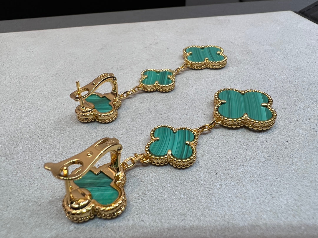 [Avelora Jewelry ]CLOVER MALACHITE 3 MOTIFS GOLD