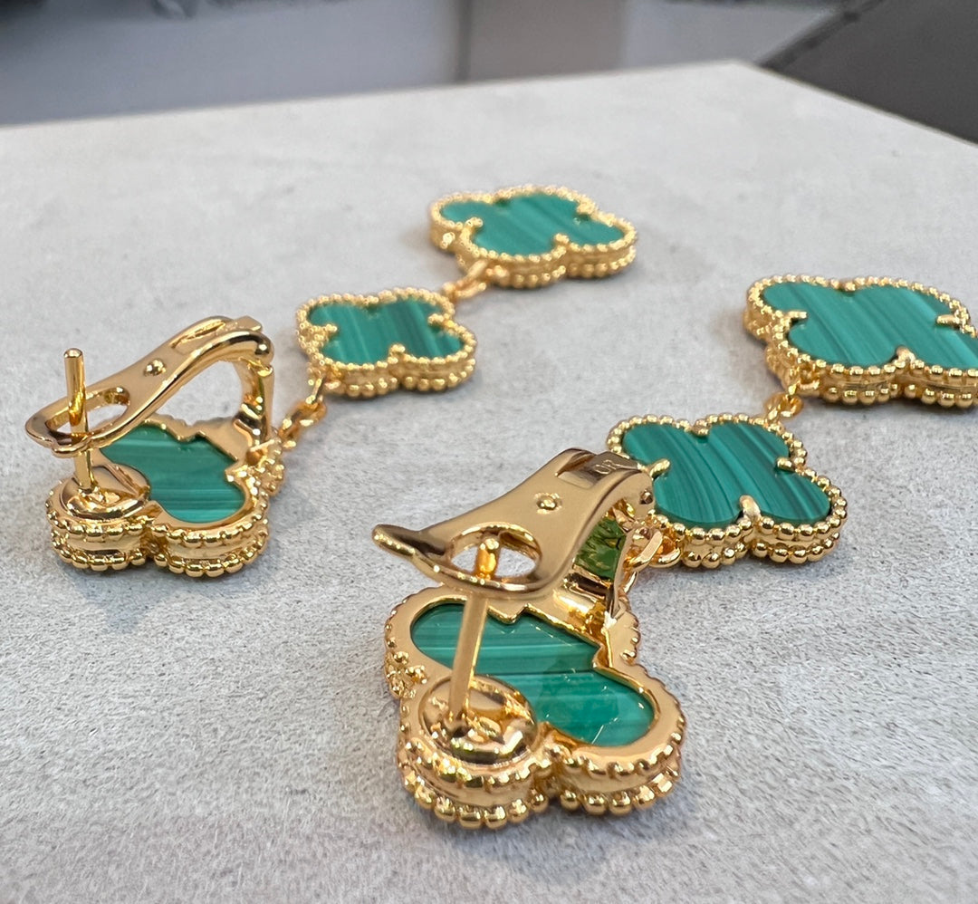[Avelora Jewelry ]CLOVER MALACHITE 3 MOTIFS GOLD