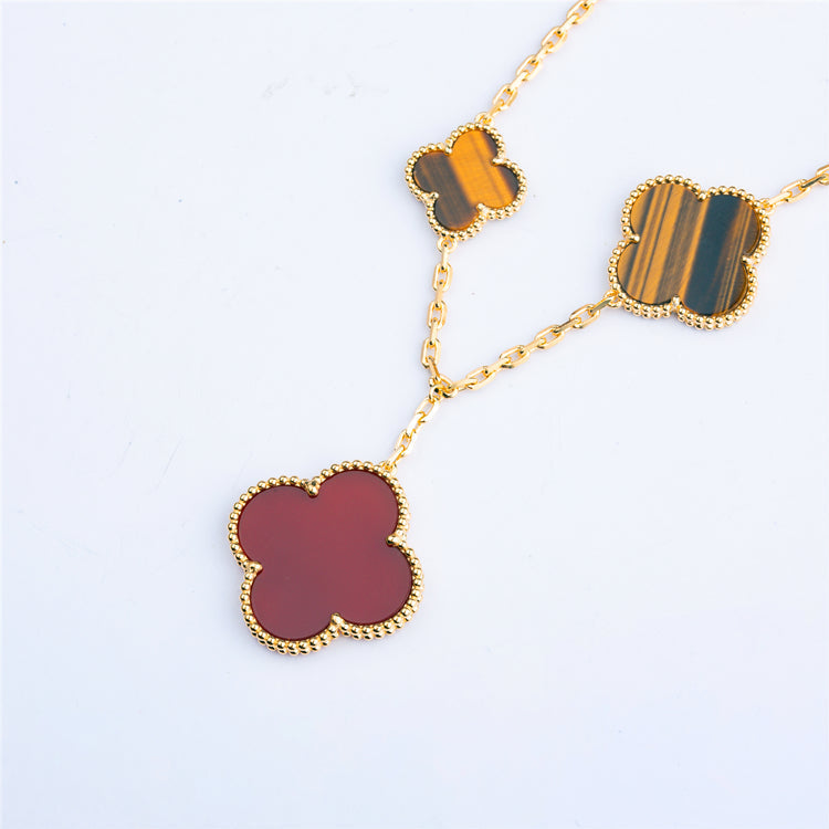 [Avelora Jewelry ]CLOVER BRACELET 5 MOTIFS CARNELIAN TIGER EYE