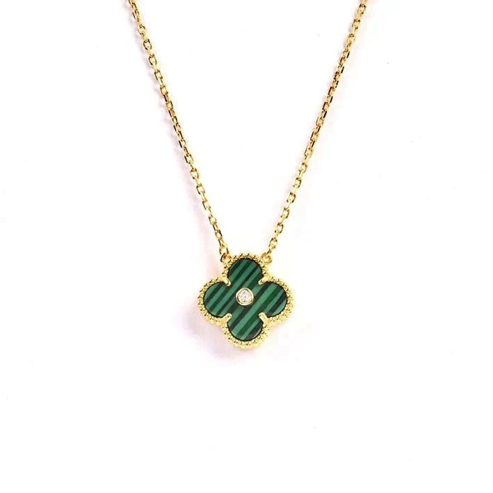 [Avelora Jewelry ]CLOVER 15MM DIAMOND TURQUOISE NECKLACE