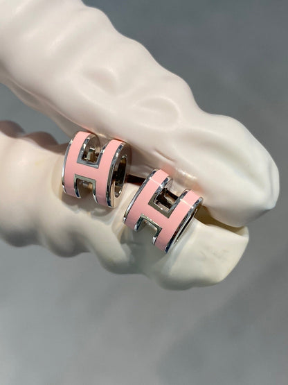 [Avelora]MINI POP H SILVER EARRINGS PINK