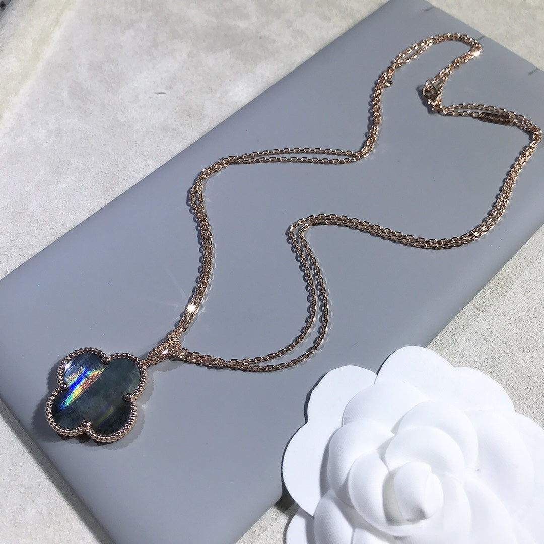 [Avelora Jewelry ]CLOVER 25MM GOLD DARK MOP BIG CLOVER NECKLACE