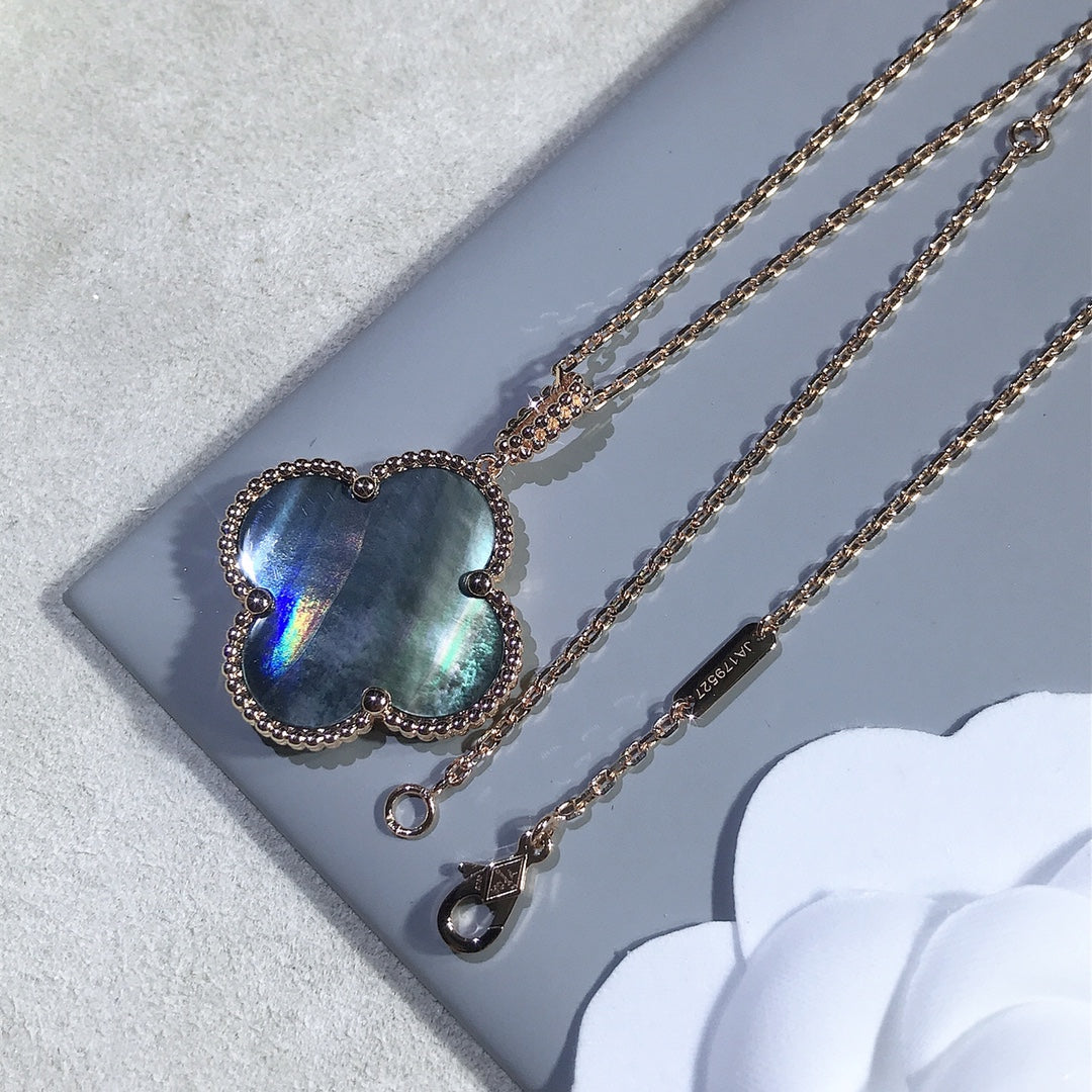 [Avelora Jewelry ]CLOVER 25MM GOLD DARK MOP BIG CLOVER NECKLACE