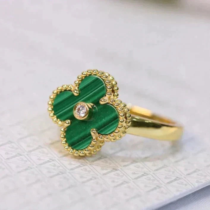 [Avelora Jewelry ]CLOVER MALACHITE RING GOLD DIAMOND