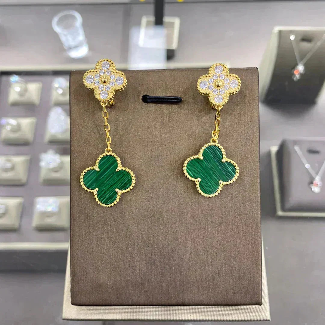 [Avelora Jewelry ]CLOVER  2 MOTIFS  DIAMOND  EARRINGS (MULTIPLE CHOICESç´