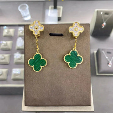 [Avelora Jewelry ]CLOVER  2 MOTIFS  DIAMOND  EARRINGS (MULTIPLE CHOICESç´