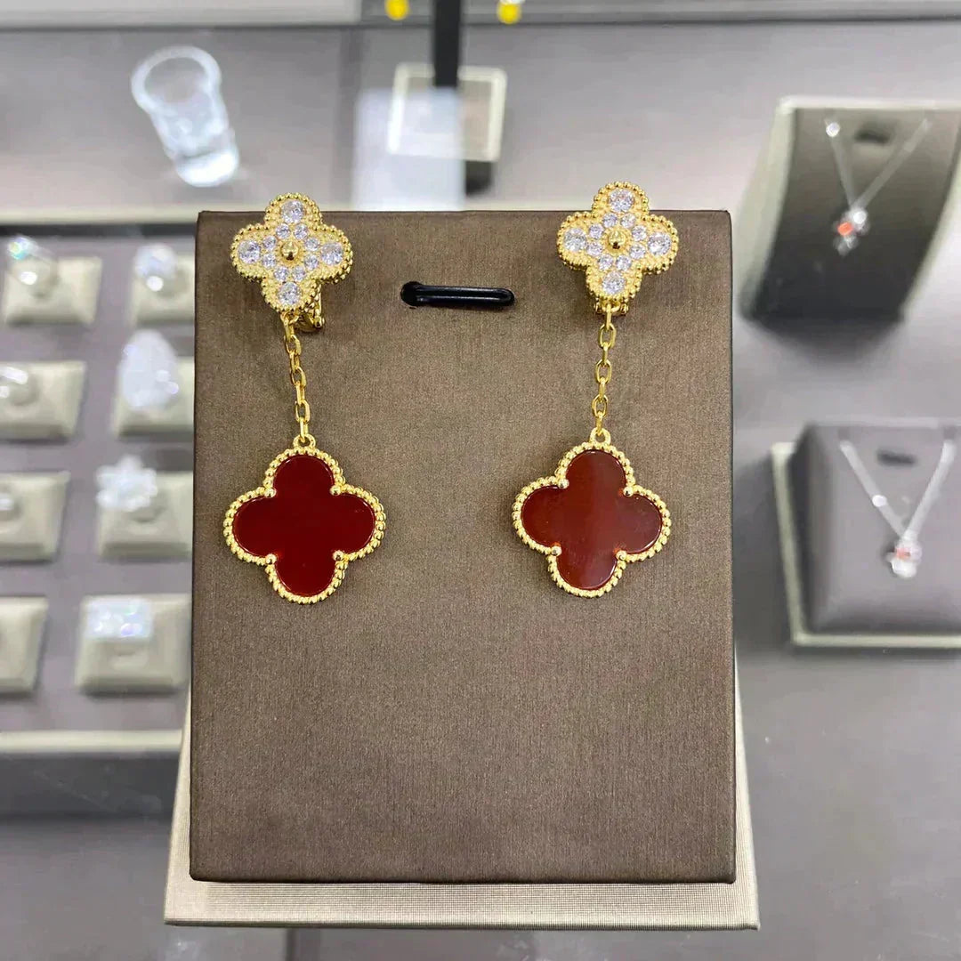 [Avelora Jewelry ]CLOVER  2 MOTIFS  DIAMOND  EARRINGS (MULTIPLE CHOICESç´