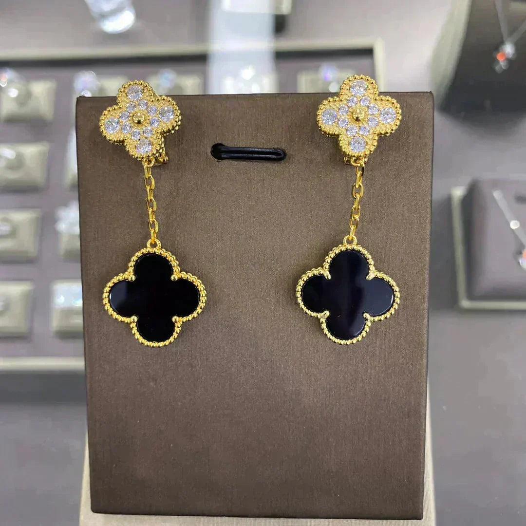 [Avelora Jewelry ]CLOVER  2 MOTIFS  DIAMOND  EARRINGS (MULTIPLE CHOICESç´