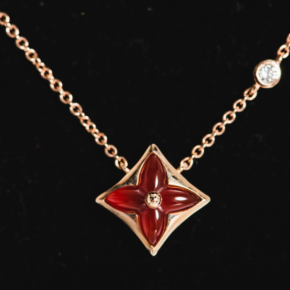 [Avelora Jewelry ]STAR NECKLACE PINK GOLD 1 DIAMOND