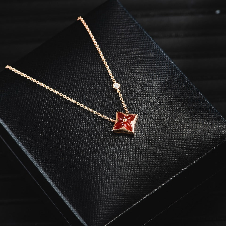 [Avelora Jewelry ]STAR NECKLACE PINK GOLD 1 DIAMOND
