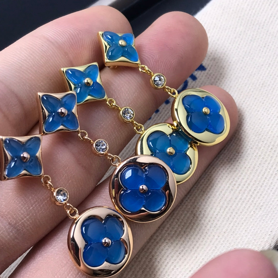 [Avelora]STAR AND SUN AGATE DIAMOND EARRINGS