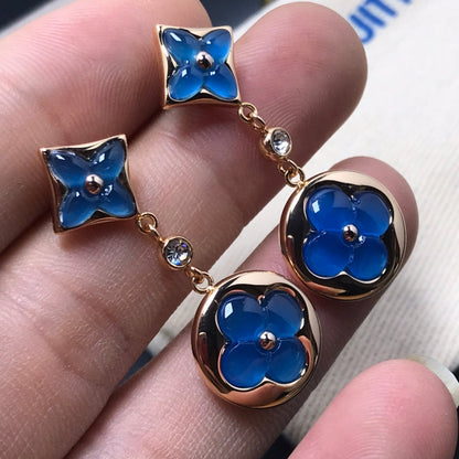 [Avelora]STAR AND SUN AGATE DIAMOND EARRINGS