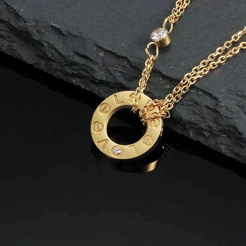 [Avelora Jewelry ]LOVE NECKLACE 16MM 2 DIAMONDS