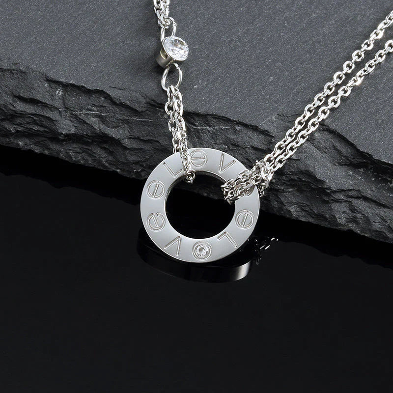[Avelora Jewelry ]LOVE NECKLACE 16MM 2 DIAMONDS