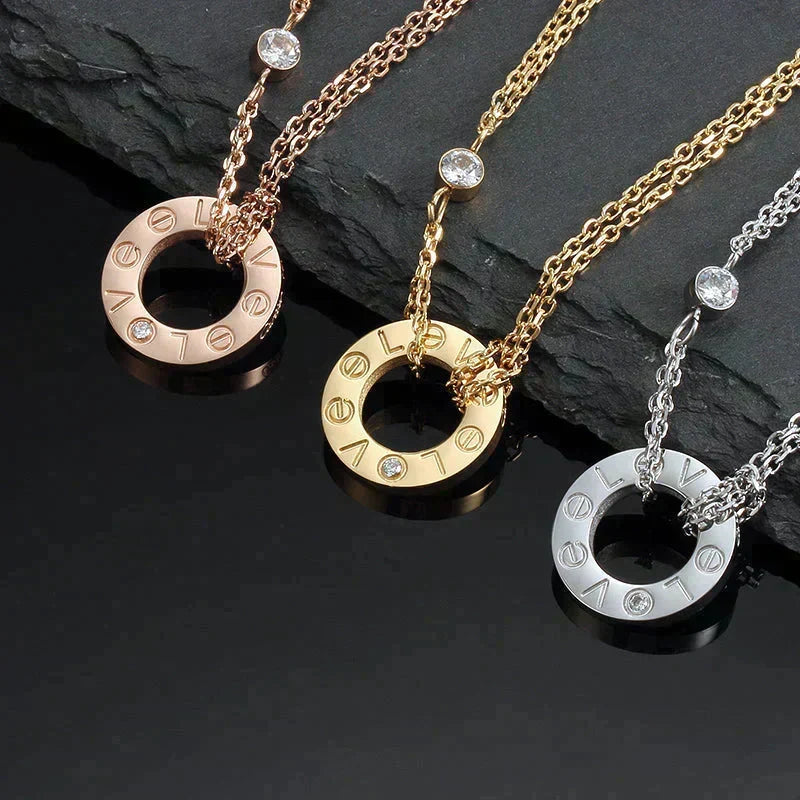 [Avelora Jewelry ]LOVE NECKLACE 16MM 2 DIAMONDS