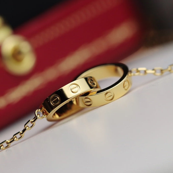 [Avelora Jewelry ]LOVE NECKLACE DOUBLE RING GOLD