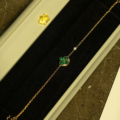 [Avelora]SUN MALACHITE 1 DIAMOND ROSE GOLD BRACELET