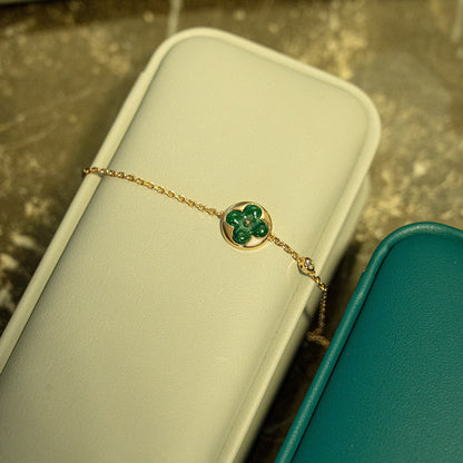 [Avelora]SUN MALACHITE 1 DIAMOND ROSE GOLD BRACELET