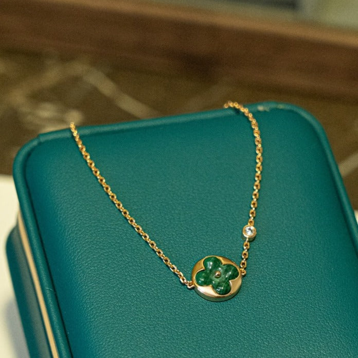 [Avelora Jewelry ]SUN MALACHITE 1 DIAMOND PINK GOLD BRACELET