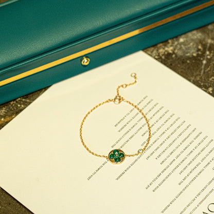 [Avelora]SUN MALACHITE 1 DIAMOND ROSE GOLD BRACELET