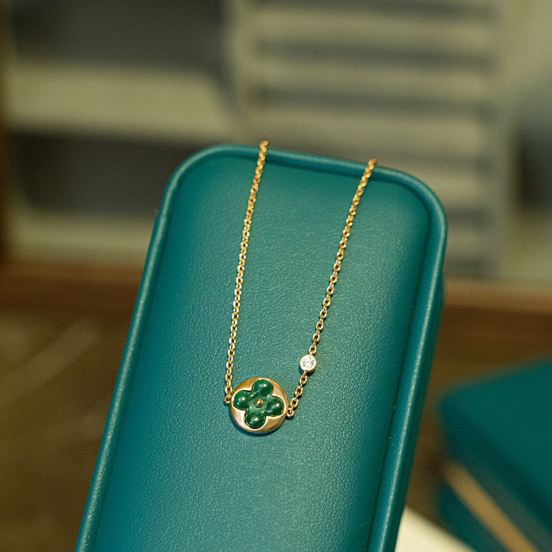 [Avelora Jewelry ]SUN MALACHITE 1 DIAMOND PINK GOLD BRACELET