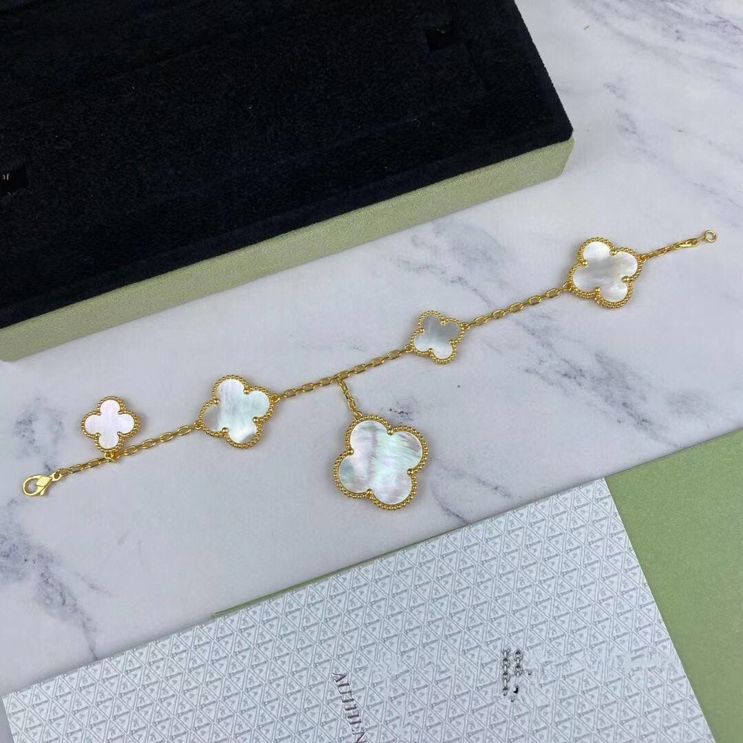 [Avelora Jewelry ]MAGIC CLOVER MOP GOLD BRACELET 5 MOTIFS