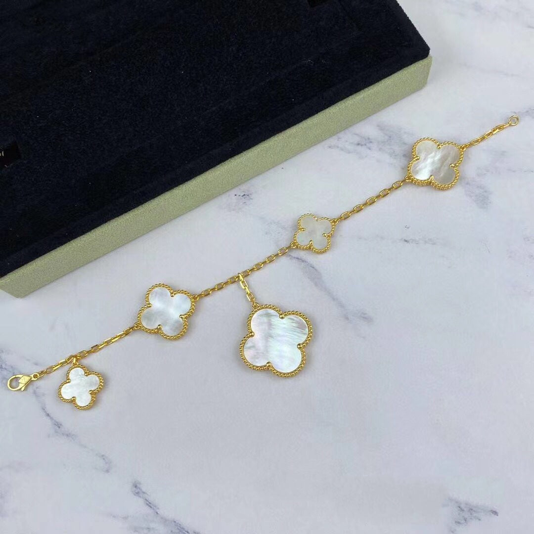 [Avelora Jewelry ]MAGIC CLOVER MOP GOLD BRACELET 5 MOTIFS