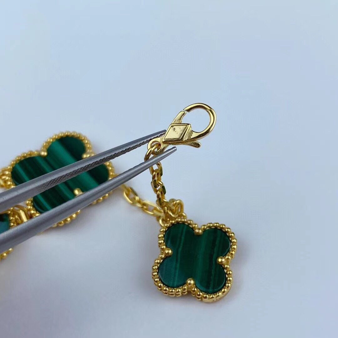 [Avelora Jewelry ]MAGIC CLOVER MALACHITE GOLD BRACELET 5 MOTIFS