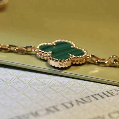 [Avelora]LUCKY CLOVER 5-MOTIF BRACELET - MALACHITE COLLECTION