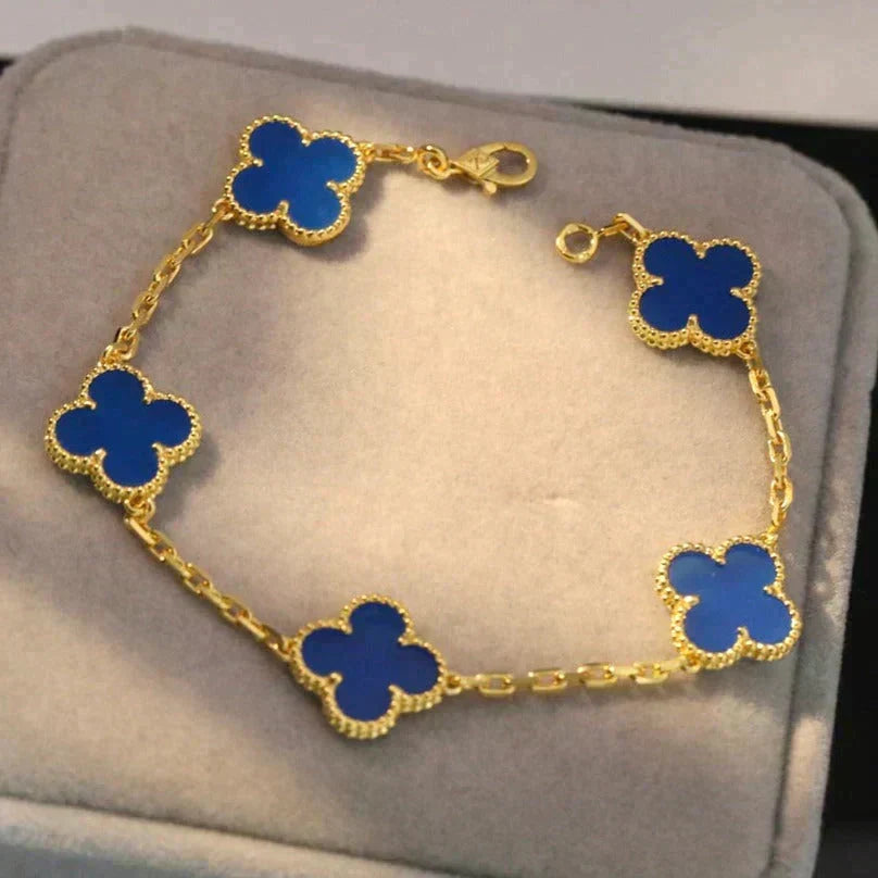 [Avelora Jewelry ] CLOVER 5 MOTIF BLUE AGATE BRACELET COLLECTION