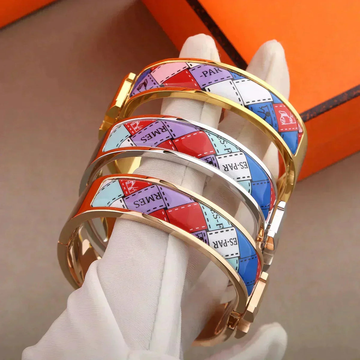 [Avelora Jewelry ]H BRACELET DOTTED BORDER 12MM