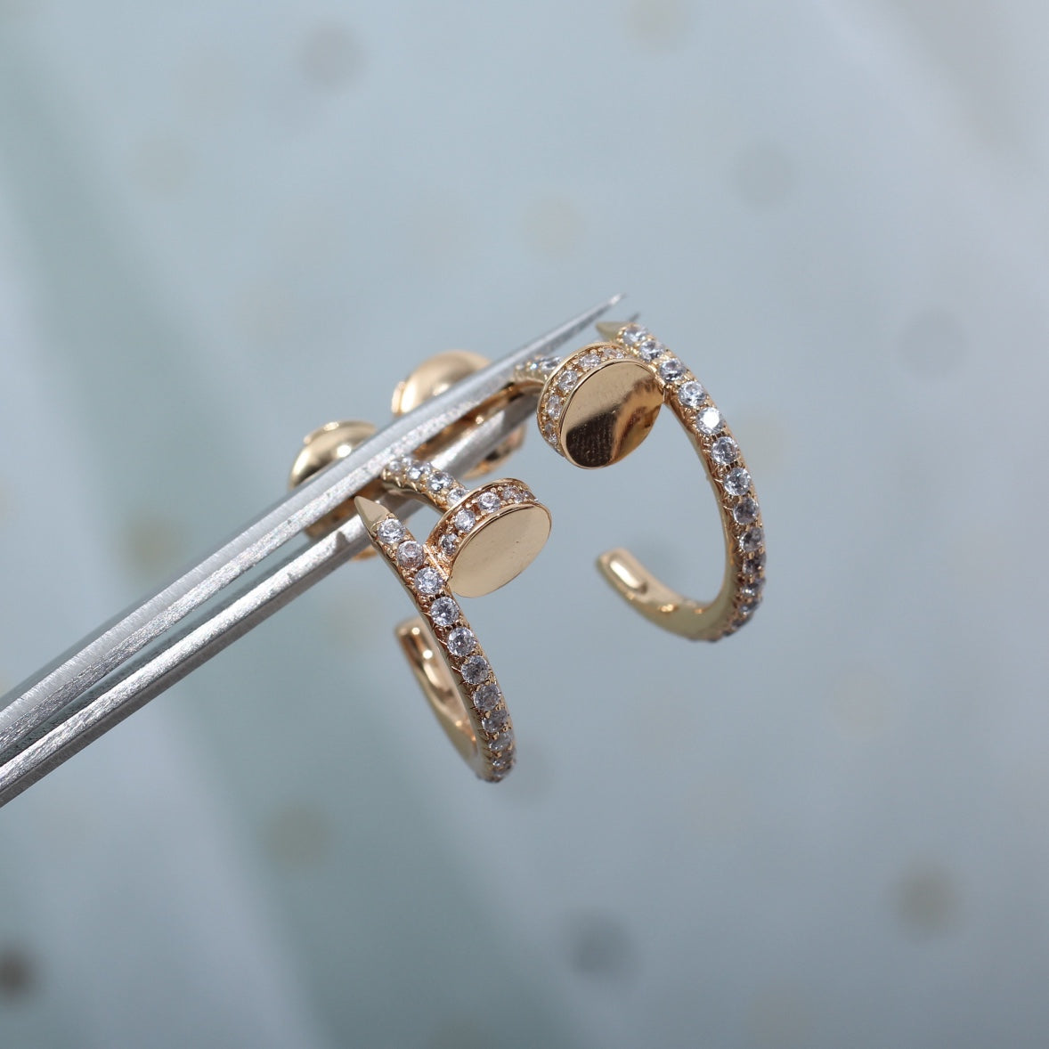 [Avelora Jewelry ]JUSTE EARRINGS 12.75MM PINK GOLD DIAMOND