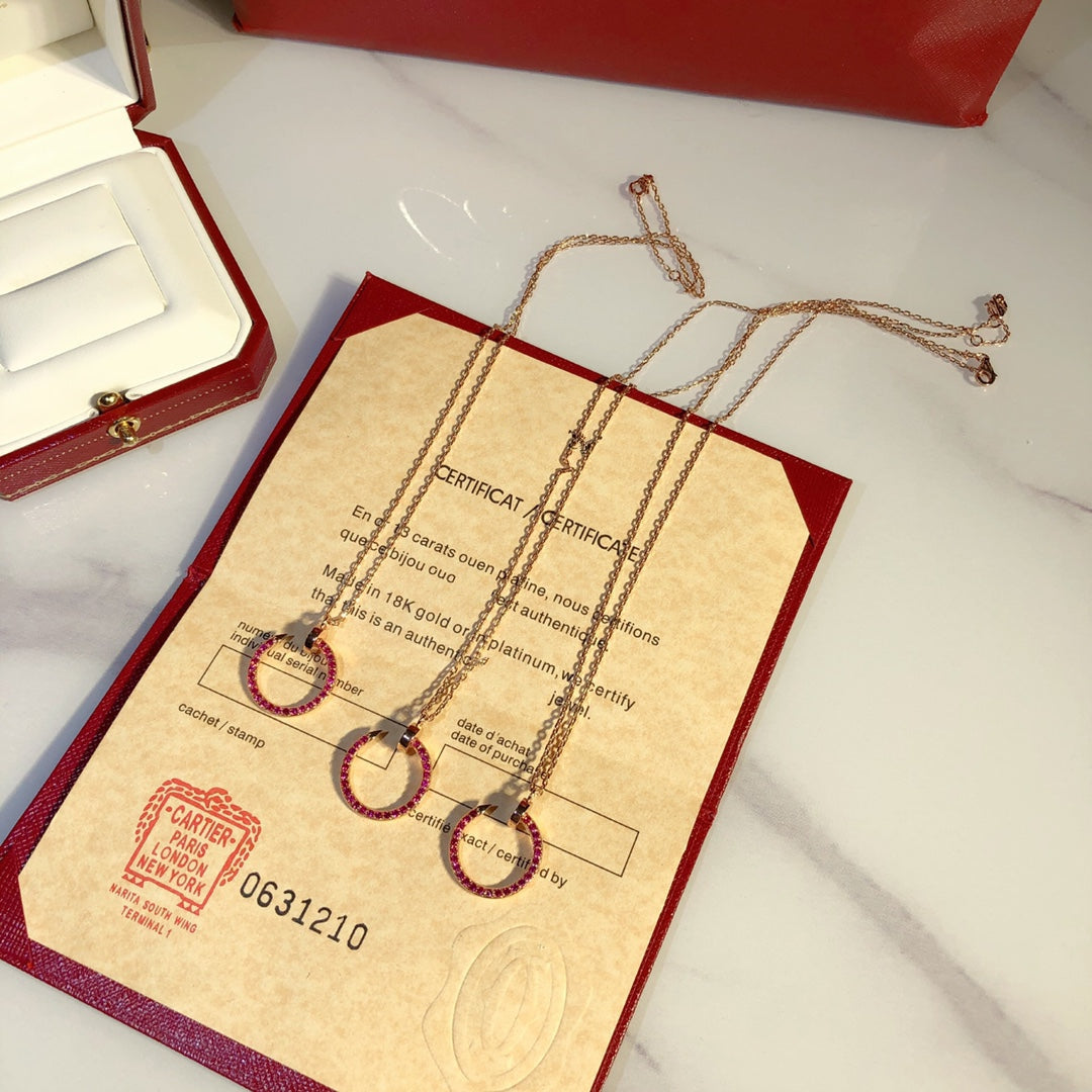 [Avelora Jewelry ]JUSTE NECKLACE GOLD RED DIAMONDS