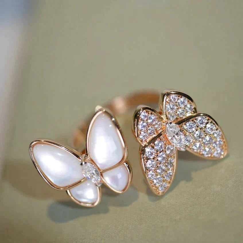 [Avelora Jewelry ]TWIN BUTTERFLY DIAMOND MOP RING