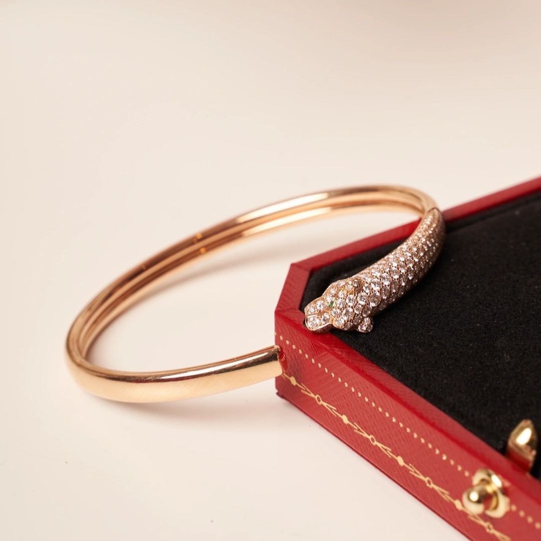 [Avelora Jewelry ]PANTHERE ROSE GOLD DIAMOND OPEN BRACELET