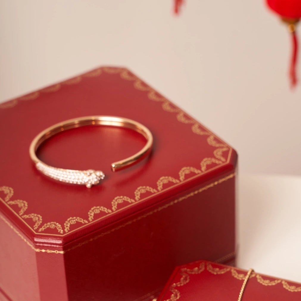 [Avelora Jewelry ]PANTHERE ROSE GOLD DIAMOND OPEN BRACELET