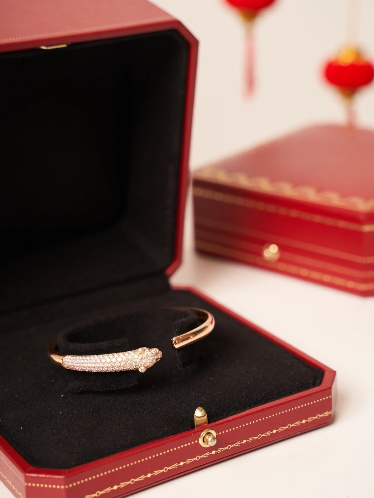 [Avelora Jewelry ]PANTHERE ROSE GOLD DIAMOND OPEN BRACELET