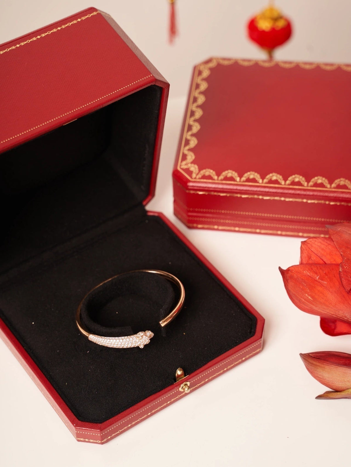 [Avelora Jewelry ]PANTHERE ROSE GOLD DIAMOND OPEN BRACELET